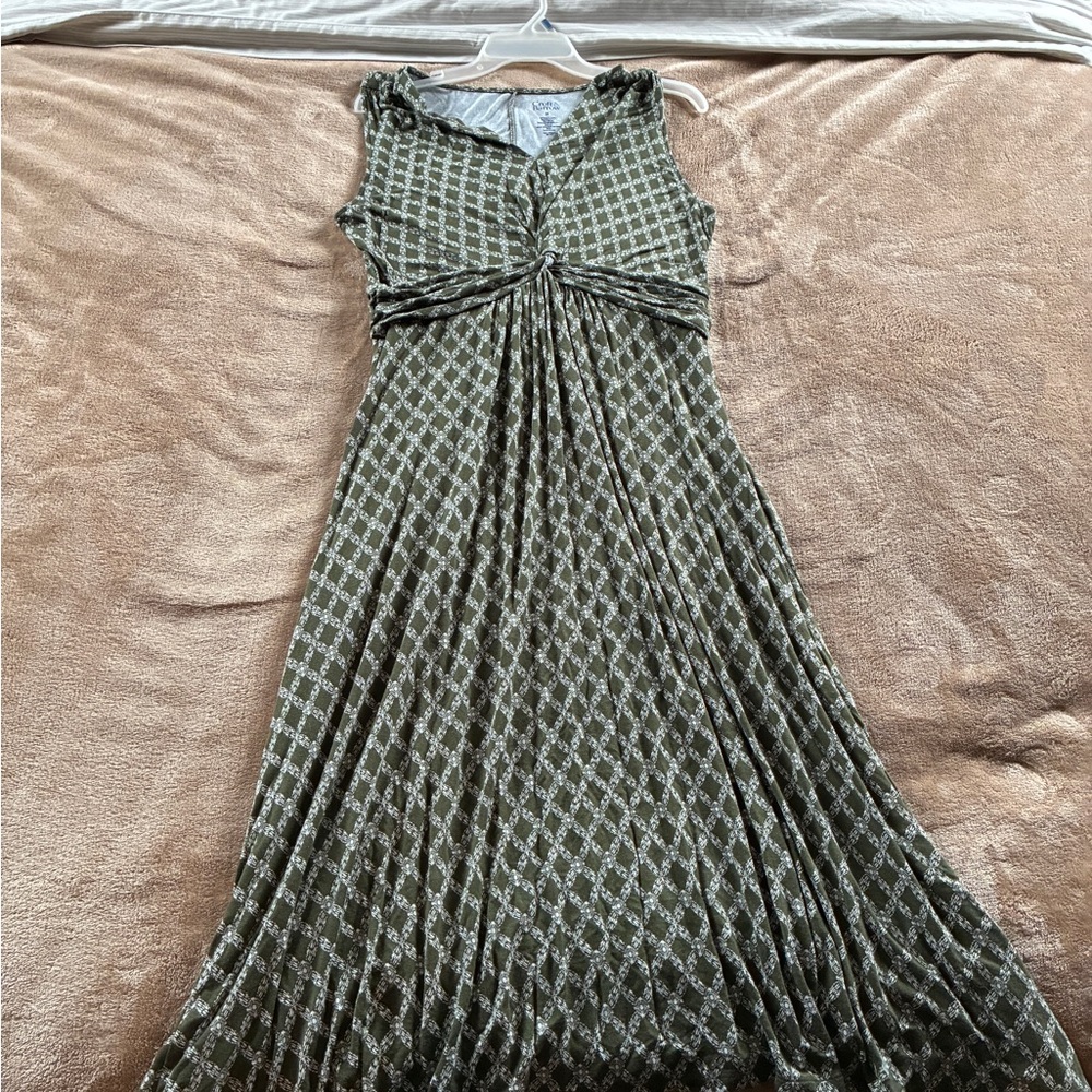 Croft & Barrow Green Geometric Maxi Dress